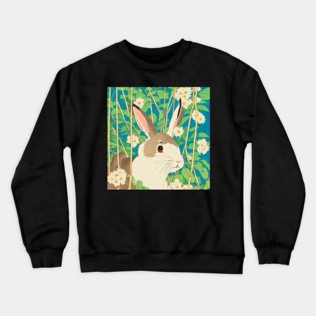 Floral Adventures of a Rabbit Bunny Mini Rex Rabbit Velveteen Lop Crewneck Sweatshirt by wigobun